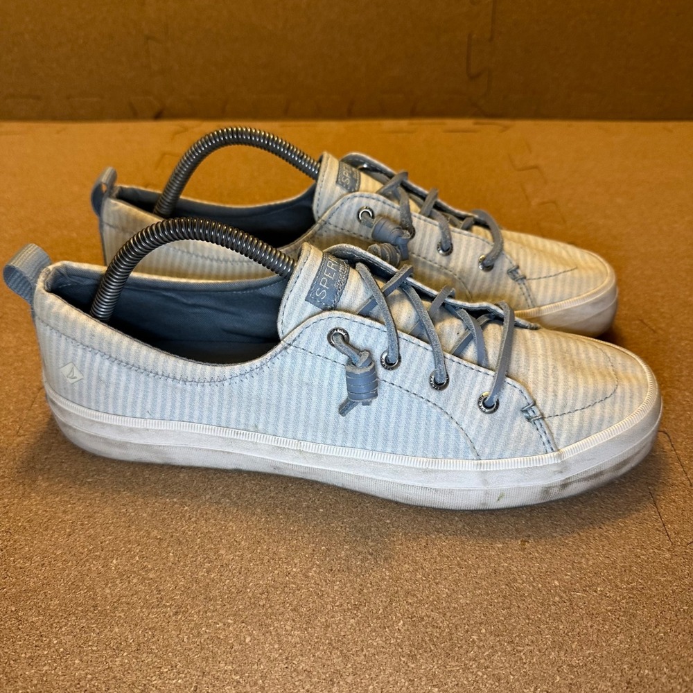 Sperry‎ Crest Vibe Blue White Striped Canvas Sneakers Womens 11 STS86646